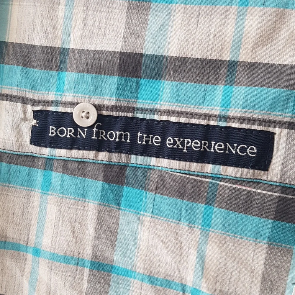 Men's Prana Short Sleeve Blue Plaid Organic Cotton Blend Button Down Size S - Picture 11 of 13